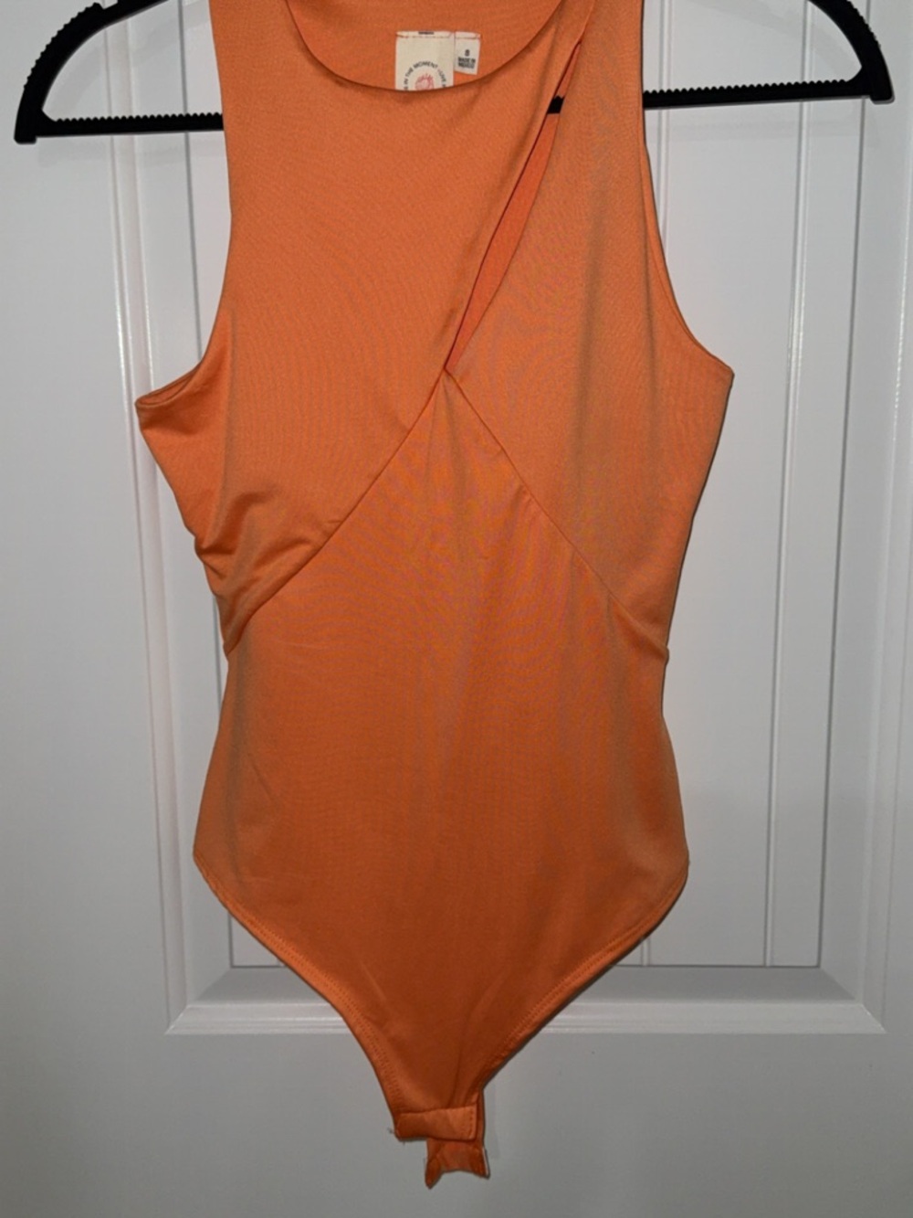 Sleeveless Orange Bodysuit - Front Wrap Detail